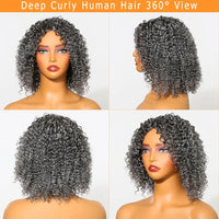 12inch Salt And Pepper Wigs Human Hair HD Grey Lace Front Wig Human Hair Pre Plucked Hairline Deep Curly Salt and Pepper Bog Wig Sweet T 52