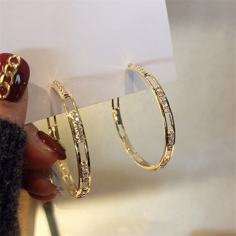 Bijoux Golden Rhinestone/Crystal Hoop Earrings for the Ladies and Girls