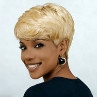 99J Burgundy/613 Pixie Cut Wigs for Women - Short Straight Human Hair Wigs, 6 Inch, Full Machine Made Wigs