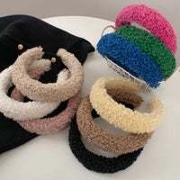 Plush Wide, Thick, Faux Fur Wool Hairbands.  4 cm Wide Solid Color Headbands for Women, Plain Fluffy Winter Hair Accessories
