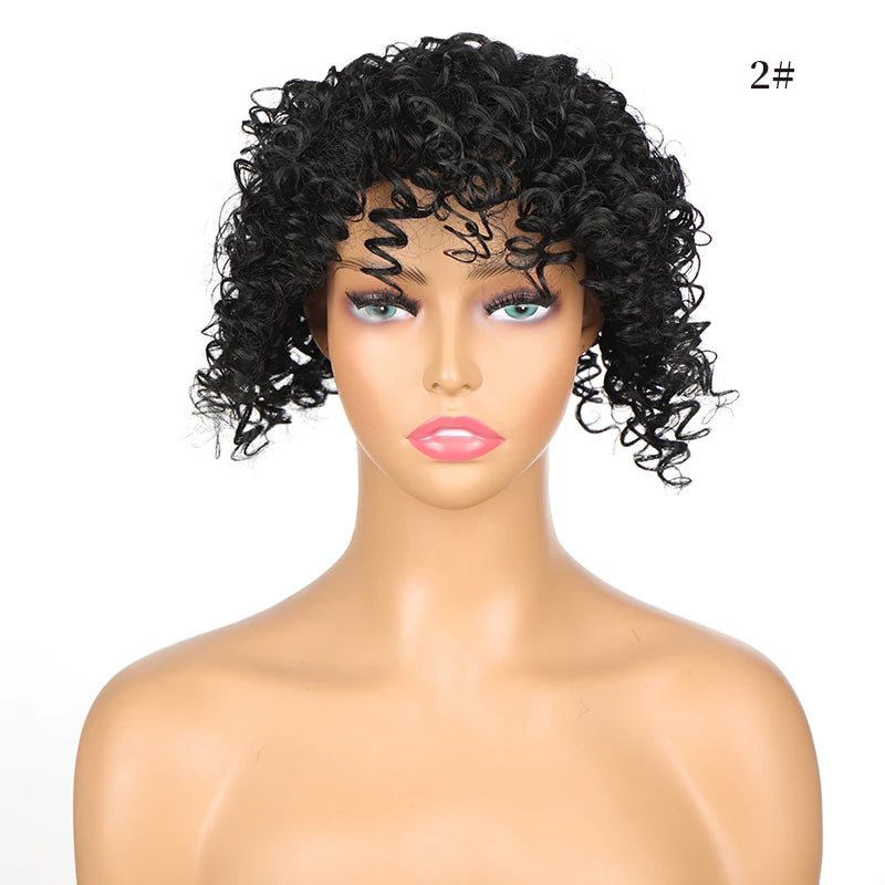 Short Synthetic Wigs for Women - Curly Topper for Women. 3 Clips, Short Toupee Hairpieces to Cover Thin Hair