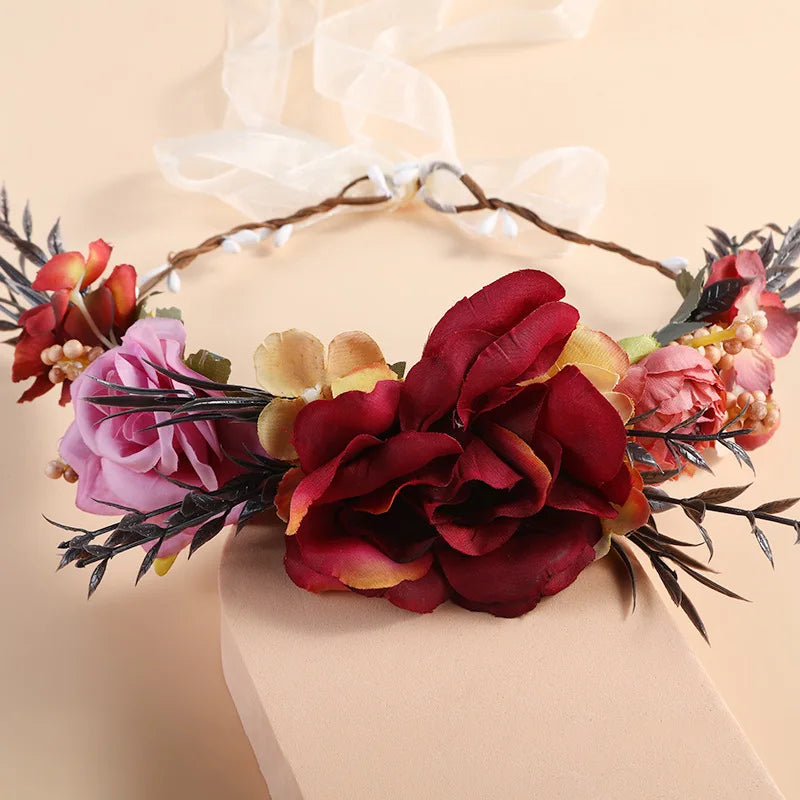 Simulated Flower Wreath/Crown/Festival Headband Hair Accessories for Women & Girls. Headdress/Garland/Wedding Headwear