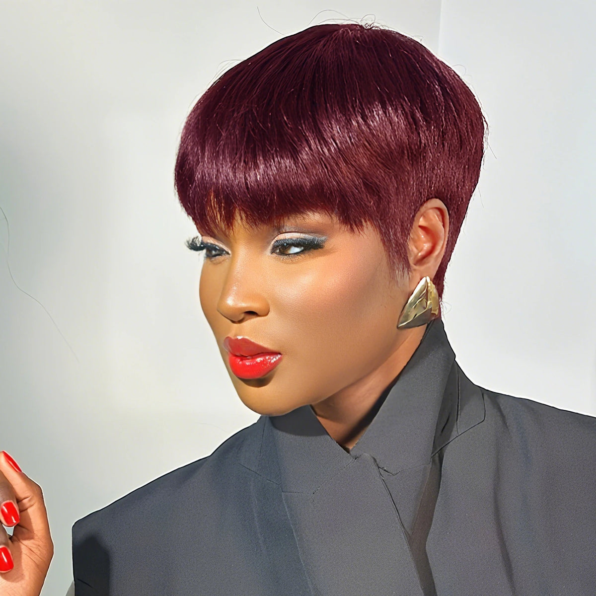 Short Layered Pixie Cut Wig — Human Hair, Full Machine Made, Ships from USA