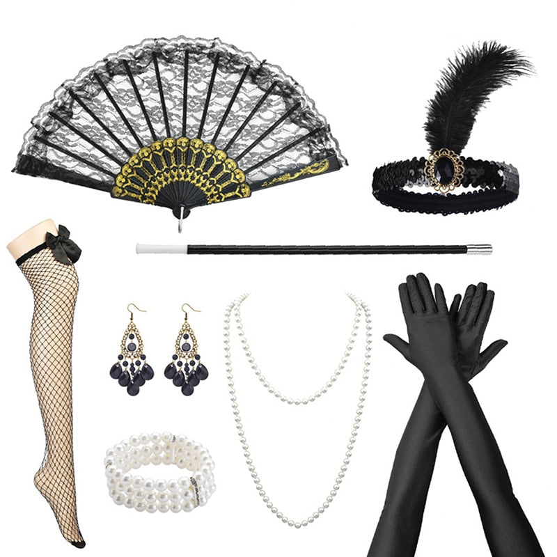 1920s Flapper - Charleston Costume, Great Gatsby Accessories, Pink Nude Headpiece, Feather Headband for Women & Girls