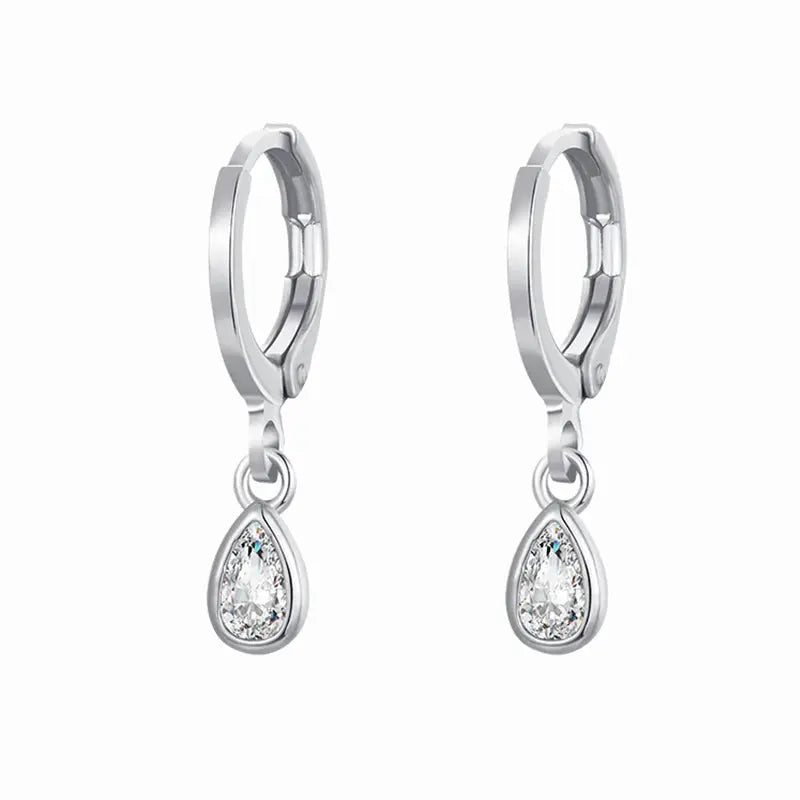 Gold Color Cute Water Drop Earrings For Women & Girls - Zircon Piercing Huggies/Hoop Dangle Earrings-earrings-SWEET T 52