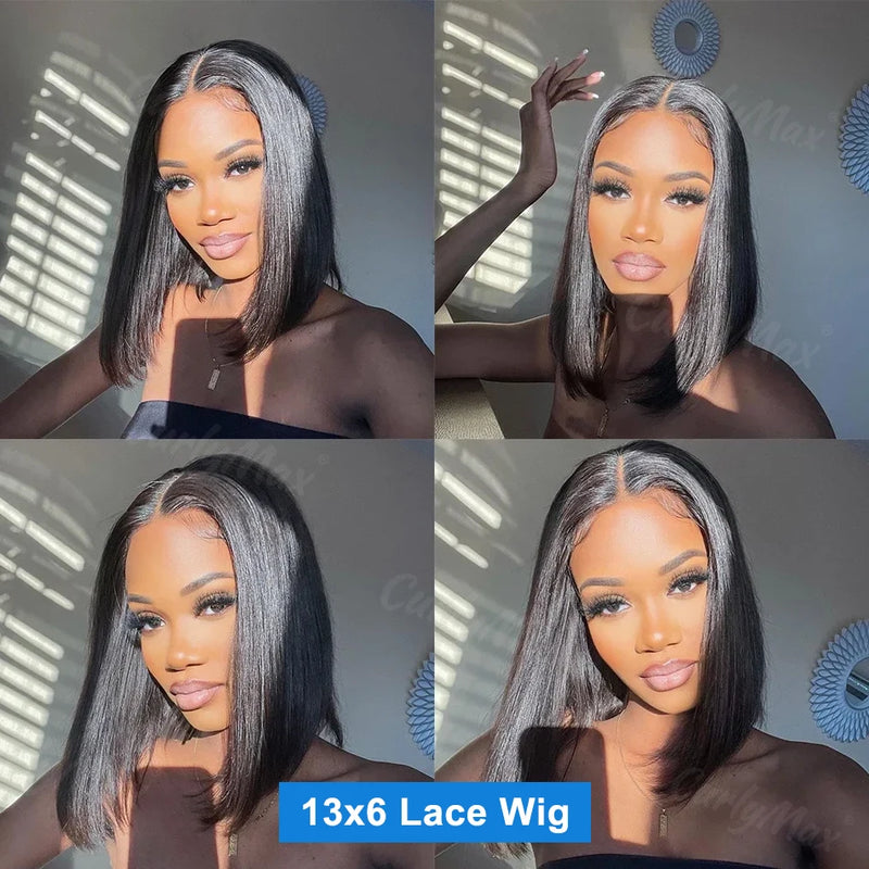 250/180% Brazilian Bone Straight Short Bob, 13x4 Lace Frontal, 13x6 HD Transparent Lace Frontal, 5x5 Closure Wigs for Women