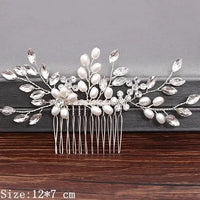 Wedding Hair Combs Bridal Hair Accessories For Women Hair Jewelry Silver Color Pearl Rhinestone Head Jewelry Women Accessories-hair accessories-SWEET T 52
