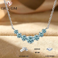 2.8 Carat Moissanite Cluster Necklace, Marked 925 Sterling Silver