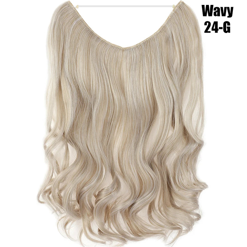 Synthetic 20 Inch Invisible Wire, No Clip-In, Hair Extensions, Fish Line Hairpieces/Hair Extensions Fake Hair For Women