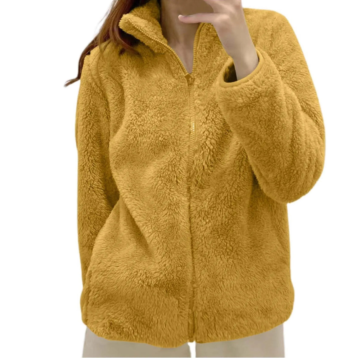 Women's Fluffy Fleece Zip-Up Jacket