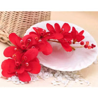 Red Hairpins/Bride Hair Clips - Vintage Chinese Wedding Hair Accessories for Women and Girls-hair accessories-SWEET T 52