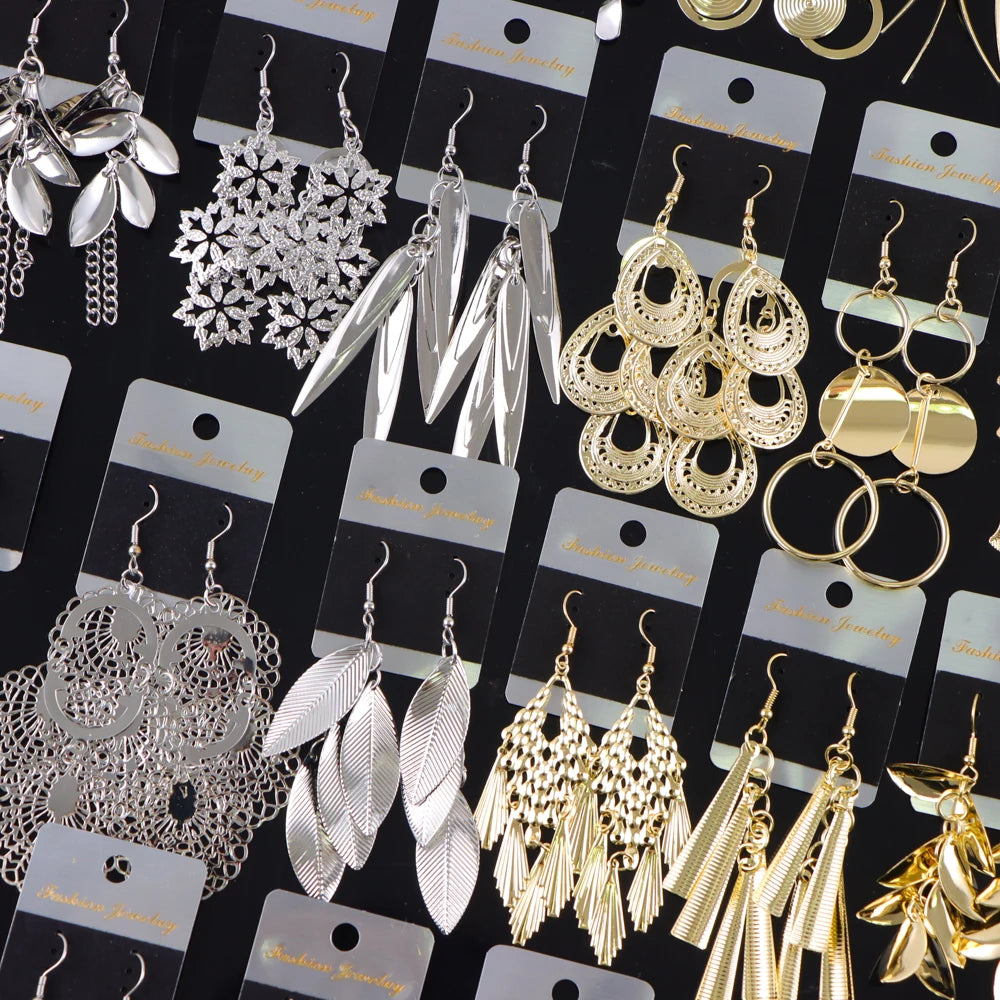 10 Pair/Lot Fashion Shiny Trendy Geometric Pendant Hook Earrings for Women. Star/Heart/Mixed Styles Dangle Jewelry