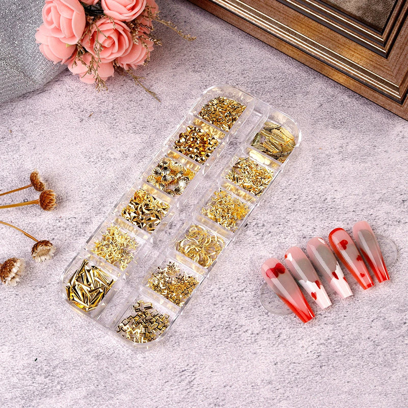 12Gird Box Multi Size AB/Colorful Non-Hotfix Rhinestones Flatback Crystal Diamond Gems 3D Glitter Nail Art Luxurious Decorations SWEET T 52