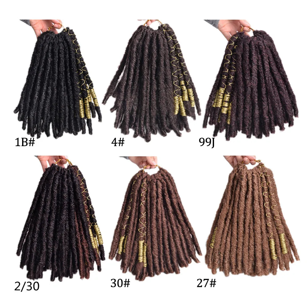Faux Locks Crochet Hair Natural Hair Extensions Synthetic Crochet Braiding Hair Dreadlocks with Colored Line Short Hair Bundles SWEET T 52
