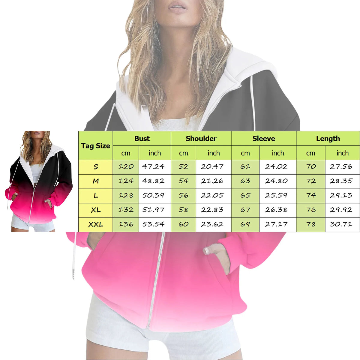 Women's Hooded Zip Sweatshirt Jacket