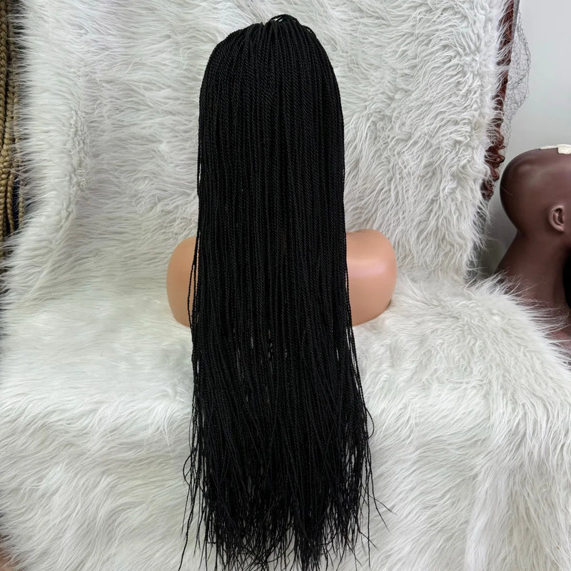 Twist Braided Wigs, Knotless Synthetic Lace Front Wigs, 28'' Long Straight Hair for Women & Girls. Heat Resistant