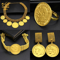 ANIID Ethiopian 24K Gold Color Coins Jewelry Set African Hawaiian Luxury Necklace Bracelet Pendant Set Dubai Wedding Gifts Sweet T 52