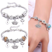 New Charm Bracelet & Bangles Jewelry for Women - White Butterfly Crown Beads "Lobster Clasp" Charm Bracelets