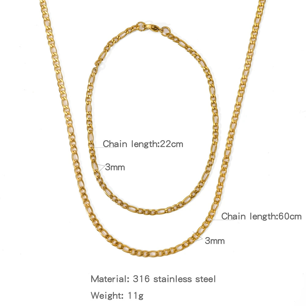 Stainless Steel NK Snake Chain Necklace/Twist Bracelet for Women. Jewelry Set, Gold in Color - DIY Accessories