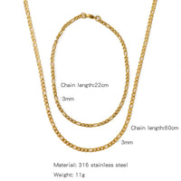 Stainless Steel NK Snake Chain Necklace/Twist Bracelet for Women. Jewelry Set, Gold in Color - DIY Accessories