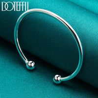 4 mm Bead Bracelet, Marked 925 Sterling Silver
