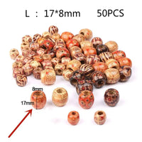 Wood Hair Beads for Women and Girls - 50 Piece Bag of 12 mm Beads, 6 mm Holes for Braids
