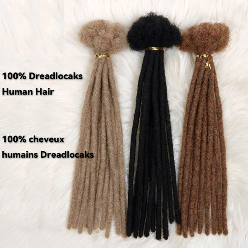 Extensions de cheveux humains Dreadlock pour hommes/femmes - Tresses au crochet, extensions de dreadlocks en cheveux biologiques, 0,6 cm