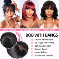 2x1 Straight Bob Lace Closure Wigs with Bangs for Women - Brazilian Hair, Short Straight Wigs With Realistic Scalp, 8-14 Inches