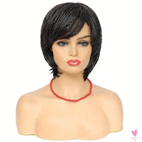 Short Bob Box Braided Wig with Bangs, Pixie Cut, Side Part, Synthetic Heat Resistant Ombre Crochet Braided Wig Sweet T 52