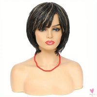 Short Bob Box Braided Wig with Bangs, Pixie Cut, Side Part, Synthetic Heat Resistant Ombre Crochet Braided Wig Sweet T 52