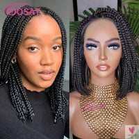 Short Bob Braided Wig, Knotless Full Lace Frontal Wig, Synthetic Box Braided Wig for Women & Girls, 10 Inches Sweet T 52