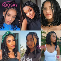 Short Bob Braided Wig, Knotless Full Lace Frontal Wig, Synthetic Box Braided Wig for Women & Girls, 10 Inches Sweet T 52