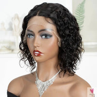 Short Curly Bob Human Hair Wigs for Women & Girls. Loose Deep Wave Brazilian Hair Wigs, 13X6X1-hair accessories-SWEET T 52