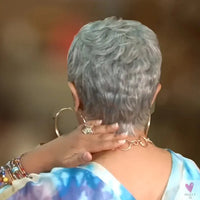 Short Gray Synthetic Wigs for Women - Classic Gray Hairstyle, Pixie Cut Wigs SWEET T 52