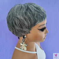 Short Gray Synthetic Wigs for Women - Classic Gray Hairstyle, Pixie Cut Wigs SWEET T 52