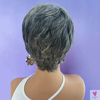 Short Gray Synthetic Wigs for Women - Classic Gray Hairstyle, Pixie Cut Wigs SWEET T 52