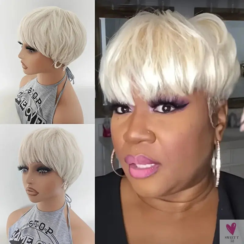 Short Gray Synthetic Wigs for Women - Classic Gray Hairstyle, Pixie Cut Wigs SWEET T 52