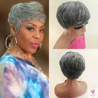 Short Gray Synthetic Wigs for Women - Classic Gray Hairstyle, Pixie Cut Wigs SWEET T 52