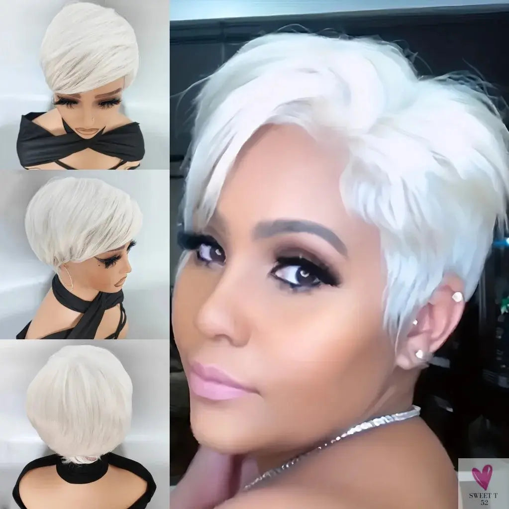 Short Gray Synthetic Wigs for Women - Classic Gray Hairstyle, Pixie Cut Wigs SWEET T 52