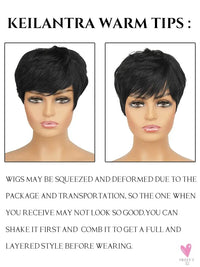 Short Human Hair Wigs, Pixie Cut, Straight Perruque Bresillienne for Women & Girls - Machine Made Wigs With Bangs, Glueless Wig-hair accessories-SWEET T 52