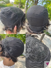 Short Human Hair Wigs, Pixie Cut, Straight Perruque Bresillienne for Women & Girls - Machine Made Wigs With Bangs, Glueless Wig-hair accessories-SWEET T 52