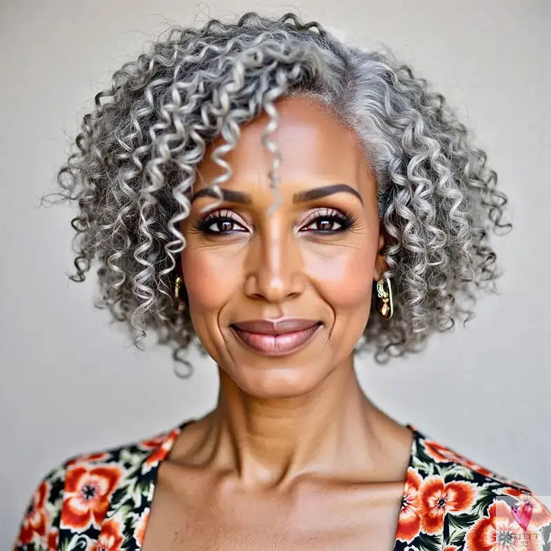 Short Jerry Curly Gray Wig - Real Salt & Pepper Human Hair Glueless Lace Wigs for Mature Women, Deep Wave Bob Wig Sweet T 52