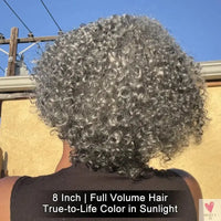 Short Jerry Curly Gray Wig - Real Salt & Pepper Human Hair Glueless Lace Wigs for Mature Women, Deep Wave Bob Wig Sweet T 52