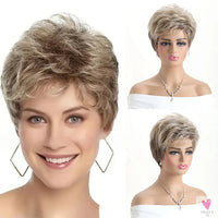 Short Natural Wigs with Bangs - Soft Hair for Daily Use. Short  Grey Ombre Curly Synthetic Wig for Women Sweet T 52