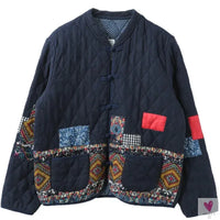 Short Patchwork Jacket for Women and Girls with V-Neck, Single Breast Closure-Coats & Jackets-SWEET T 52