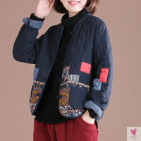 Short Patchwork Jacket for Women and Girls with V-Neck, Single Breast Closure-Coats & Jackets-SWEET T 52