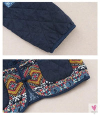 Short Patchwork Jacket for Women and Girls with V-Neck, Single Breast Closure-Coats & Jackets-SWEET T 52