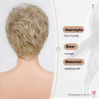 Short Pixie Cut Ash Blonde Wigs for Women with Bangs Blonde Natural Layered Blend Hair Kanekalon Human Hairs Like Texture Wigs Sweet T 52