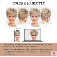 Short Pixie Cut Ash Blonde Wigs for Women with Bangs Blonde Natural Layered Blend Hair Kanekalon Human Hairs Like Texture Wigs Sweet T 52