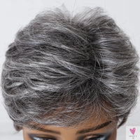 Short Pixie Cut Grey Human Hair Wig - 8 Inch Layered Fashion Blend Wig for Women, Daily Use Sweet T 52